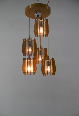 Chandelier and Wall Lamp from Drevo Humpolec, 1970s, Set of 2-TZ-1016728