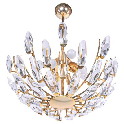 Chandelier Crystal Glass & Gilt Brass from Stilkronen, Italy, 1970s-DEK-2039457