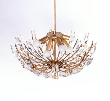 Chandelier Crystal Glass & Gilt Brass from Stilkronen, Italy, 1970s-DEK-2039457