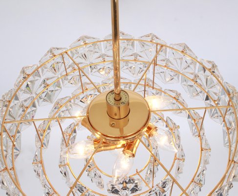 Chandelier Gilt Brass and Crystal Glass from Kinkeldey, Germany, 1970s-UGR-1085278