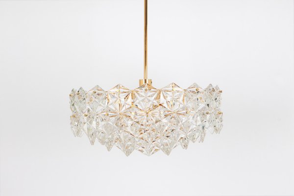 Chandelier Gilt Brass and Crystal Glass from Kinkeldey, Germany, 1970s-UGR-1085278