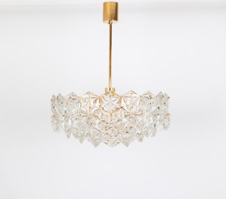 Chandelier Gilt Brass and Crystal Glass from Kinkeldey, Germany, 1970s-UGR-1085278