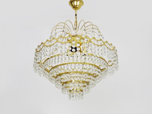 Chandelier in Brass Crown Ceiling Light, 6 Floors, 3 Lights, 1980s-MZP-2019683