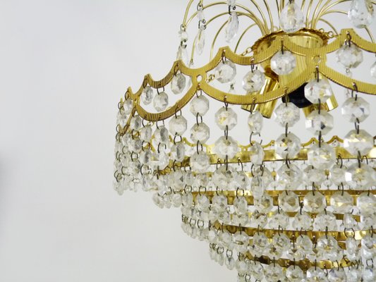 Chandelier in Brass Crown Ceiling Light, 6 Floors, 3 Lights, 1980s-MZP-2019683