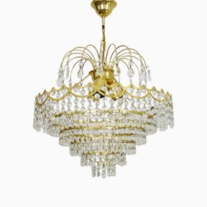 Chandelier in Brass Crown Ceiling Light, 6 Floors, 3 Lights, 1980s-MZP-2019683