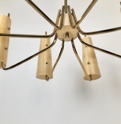 Chandelier in Brass with Fiber Glass Shades by Rupert Nikoll, Austria, 1962-BAF-1729789