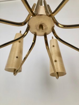 Chandelier in Brass with Fiber Glass Shades by Rupert Nikoll, Austria, 1962-BAF-1729789