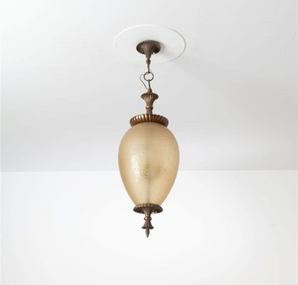 Chandelier in Bronze Decorated with Acidic Glass by Archimedes Seguso for Seguso Murano, 1940s-OHK-1786548