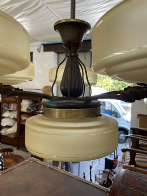 Chandelier in Glass and Metal, 1940s-BNU-1065043