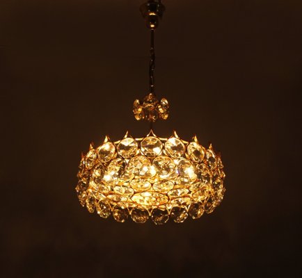 Chandelier in Gold Plate and Faceted Crystals from Palwa, 1970s-CW-1769047