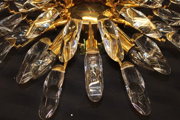 Chandelier in Gold Plating and Crystals by Oscar Torlasco for Stilkronen, 1970s-EH-945076