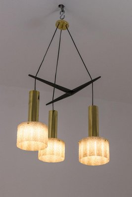 Chandelier in Granite Resin and Gilt Brass, 1950s-CEJ-677406