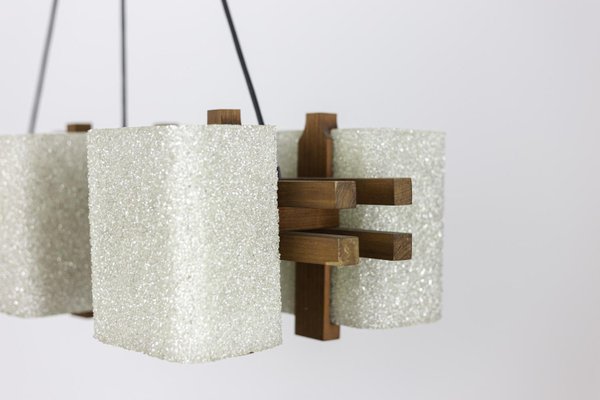 Chandelier in Granite Resin and Wood, 1950s-CEJ-689579