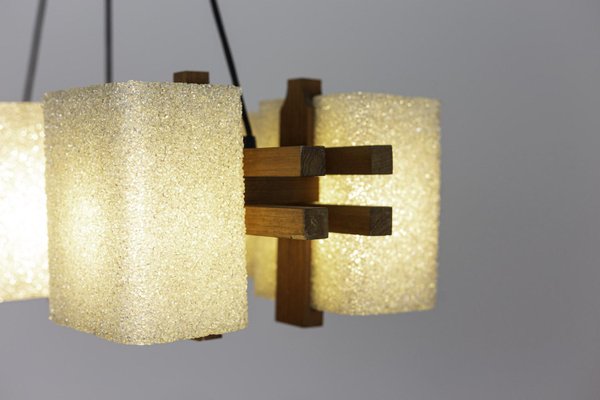 Chandelier in Granite Resin and Wood, 1950s-CEJ-689579