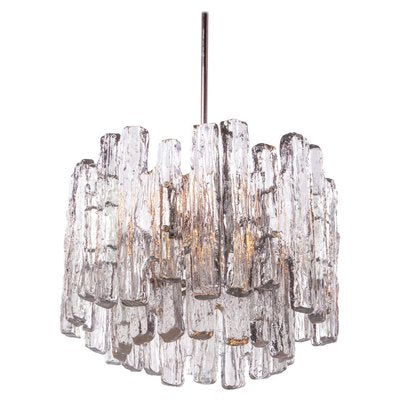 Chandelier in Iced Murano Glass & Nickel, 1960s, Austria-DEK-932675