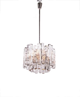 Chandelier in Iced Murano Glass & Nickel, 1960s, Austria-DEK-932675