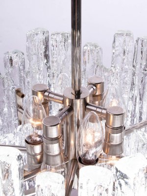 Chandelier in Iced Murano Glass & Nickel, 1960s, Austria-DEK-932675