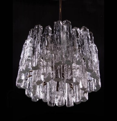 Chandelier in Iced Murano Glass & Nickel, 1960s, Austria-DEK-932675