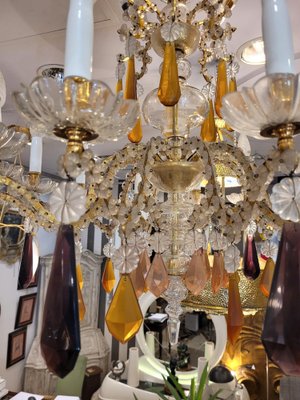 Chandelier in Purple and Amber Crystal, Italy, 1940s-NUC-1756368