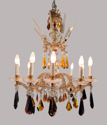 Chandelier in Purple and Amber Crystal, Italy, 1940s-NUC-1756368