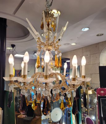 Chandelier in Purple and Amber Crystal, Italy, 1940s-NUC-1756368