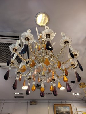 Chandelier in Purple and Amber Crystal, Italy, 1940s-NUC-1756368