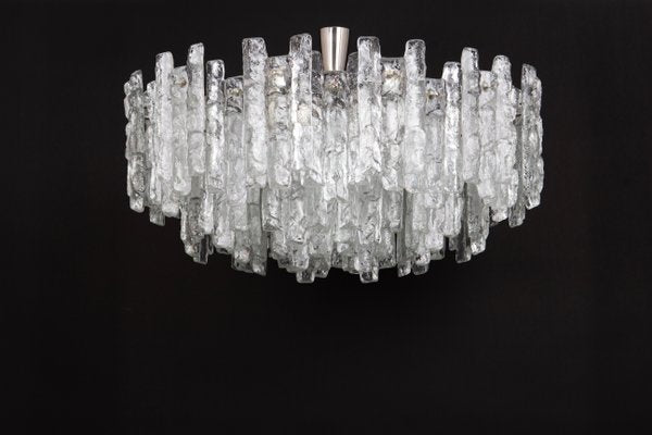 Chandelier Soria Ice Glass from Kalmar, Germany, 1970s-UGR-1724526