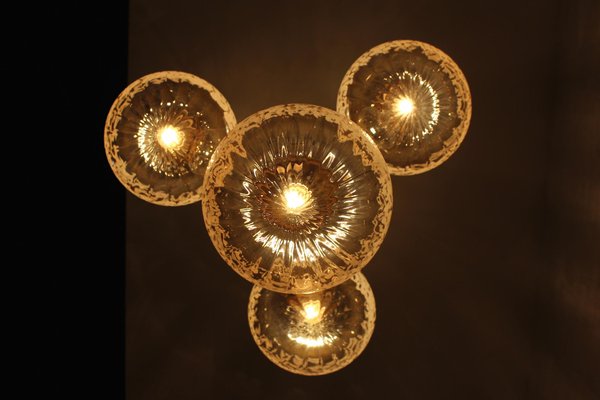 Chandelier with 4 Amber Globes, 1960s-OWS-981999