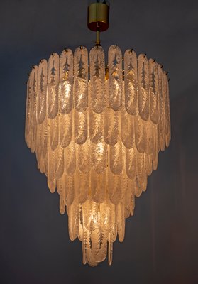 Chandelier with 6-Storey Glass of Murano Grit and Brass, 1970s-FER-991667