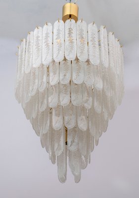 Chandelier with 6-Storey Glass of Murano Grit and Brass, 1970s-FER-991667