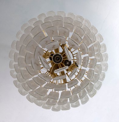 Chandelier with 6-Storey Glass of Murano Grit and Brass, 1970s-FER-991667