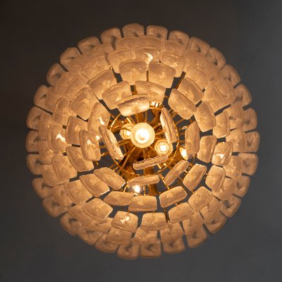 Chandelier with 6-Storey Glass of Murano Grit and Brass, 1970s-FER-991667