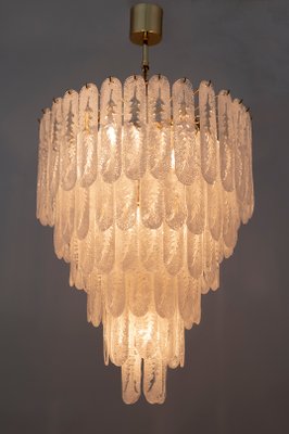 Chandelier with 6-Storey Glass of Murano Grit and Brass, 1970s-FER-991667