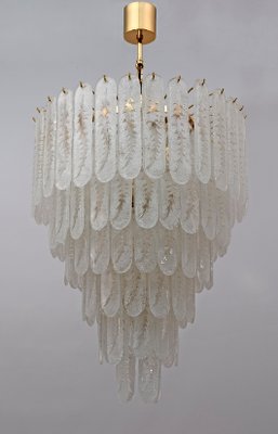 Chandelier with 6-Storey Glass of Murano Grit and Brass, 1970s-FER-991667