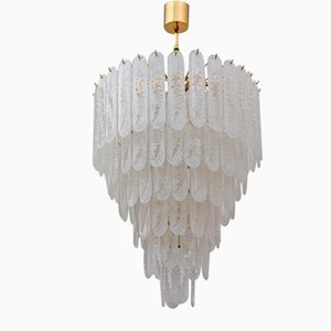 Chandelier with 6-Storey Glass of Murano Grit and Brass, 1970s-FER-991667