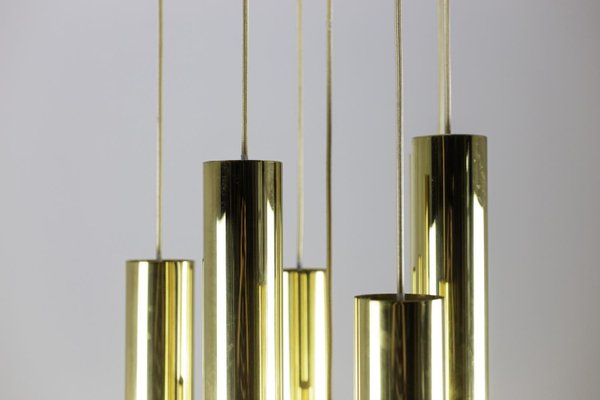 Chandelier with 7-Lights in Gilt Brass, 1970s-CEJ-733197