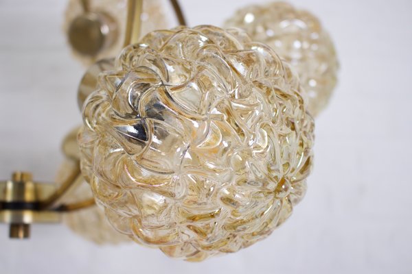 Chandelier with Amber Globes in the style of H. Tynell-OWS-1736550