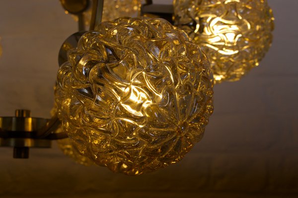 Chandelier with Amber Globes in the style of H. Tynell-OWS-1736550