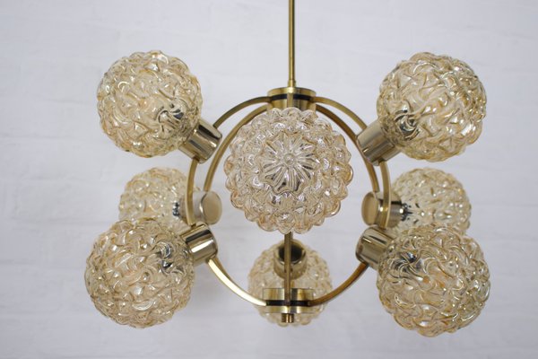 Chandelier with Amber Globes in the style of H. Tynell-OWS-1736550