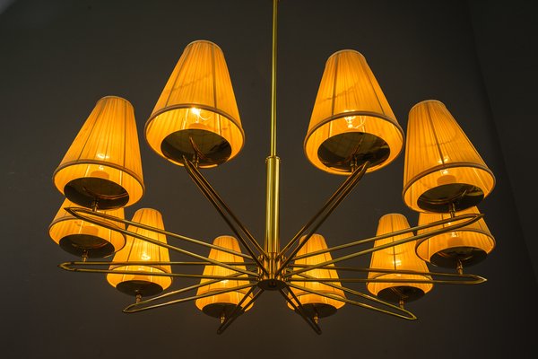 Chandelier with Fabric Shades by Rupert Nikoll, Vienna, 1960s-SPD-1794511