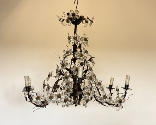 Chandelier with Glass Flowers, 1960s-NPC-1816579