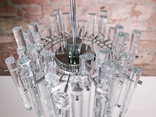 Chandelier with Iced Crystal Rods & Chrome from Kinkeldey, 1960s, Germany-DEK-932605