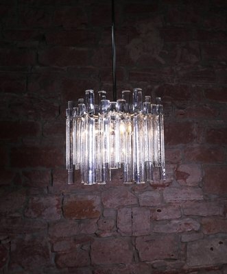 Chandelier with Iced Crystal Rods & Chrome from Kinkeldey, 1960s, Germany-DEK-932605