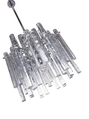 Chandelier with Iced Crystal Rods & Chrome from Kinkeldey, 1960s, Germany-DEK-932605