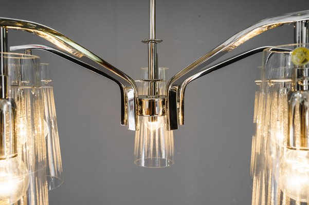 Chandelier with Original Glass Shades by Rupert Nikoll, Vienna, 1960s-SPD-1007317