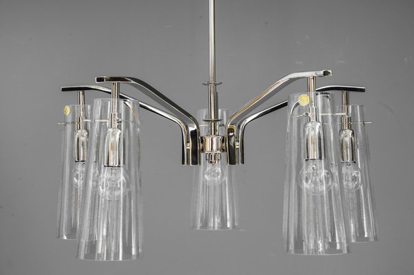 Chandelier with Original Glass Shades by Rupert Nikoll, Vienna, 1960s-SPD-1007317