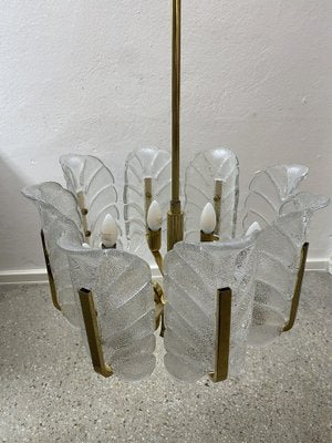 Chandelier with Orrefors Glass Leaves from Carl Fagerlund, Sweden, 1960s-CZ-1772619