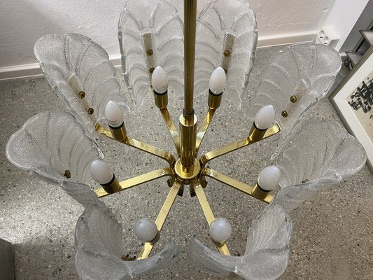 Chandelier with Orrefors Glass Leaves from Carl Fagerlund, Sweden, 1960s-CZ-1772619