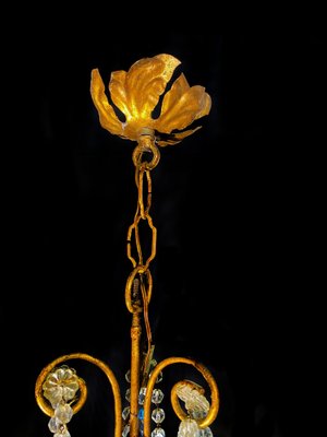 Chandelier with White Roses and Blue Drops, Murano, 1950s-OVO-1235197