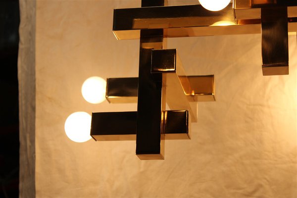 Chandeliers in Solid Brass Gaetano Prehose Minimal and Rational Design from Sciolari, 1970s, Set of 2-EH-1150930